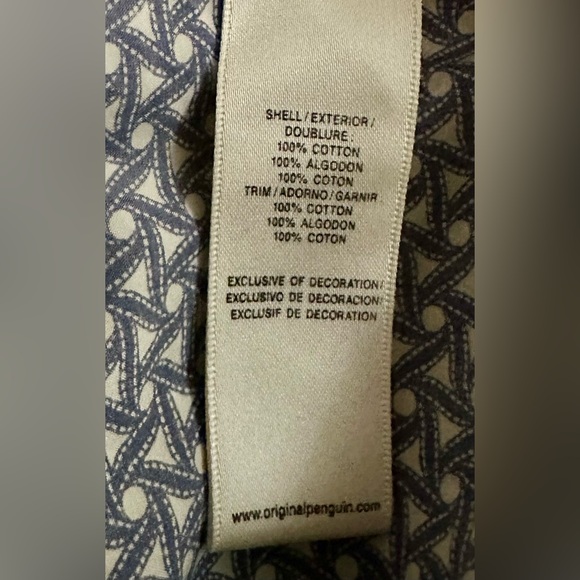 Original Penguin Long Sleeve Contrasting Pattern Belted Button Front Shirt Dress - Picture 6 of 6